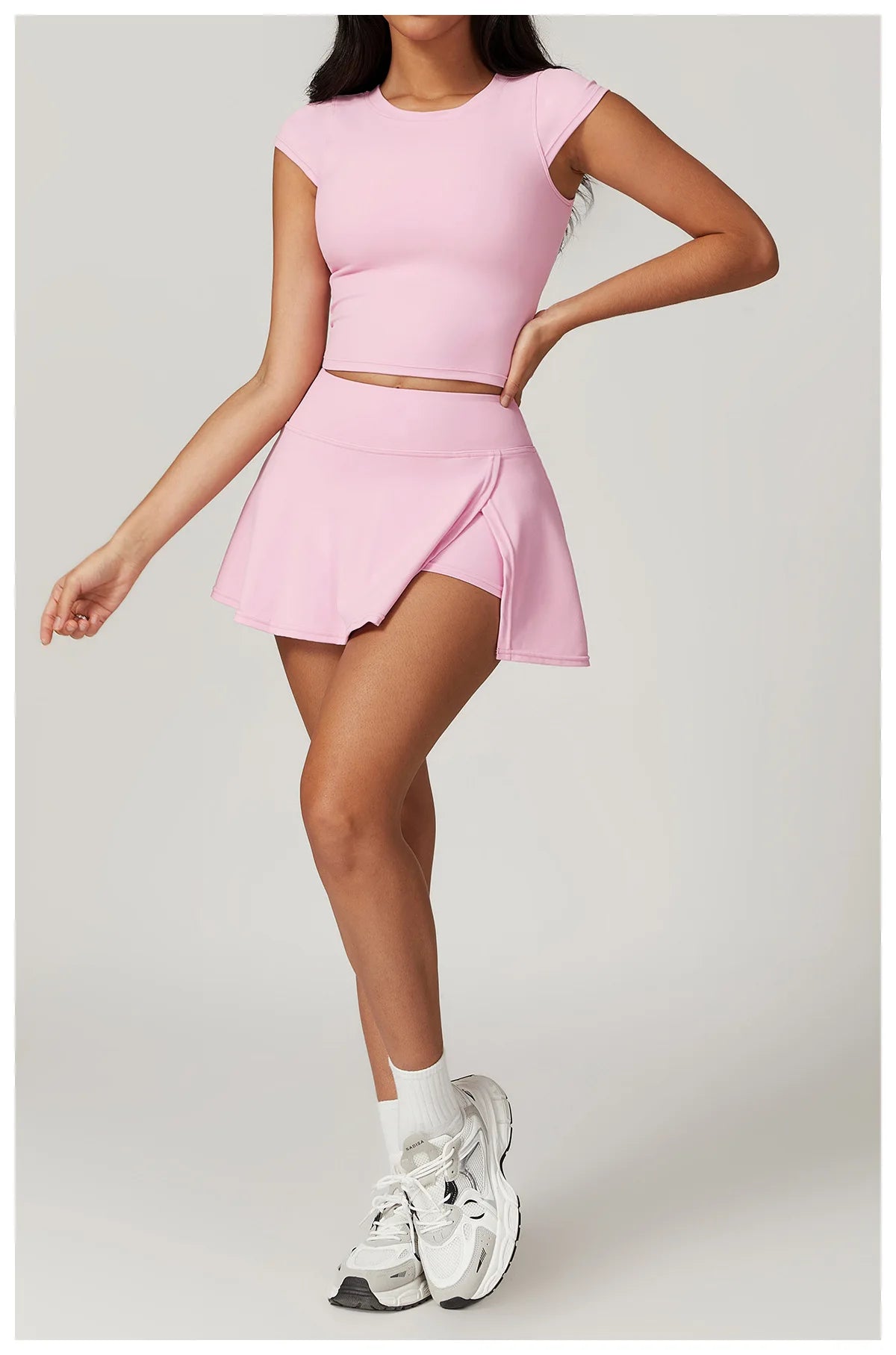 Tight Tennis Skirt Set Yoga Clothing Anti-Shine Bottom Pants Set Quick Dry High Waisted Hip Lifting Running Fitness Exercise Set