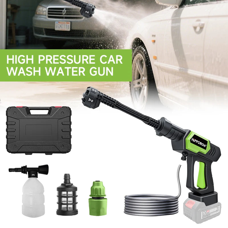 Hippcron Cordless Pressure Washer 1450PSI Portable Power Cleaning 6-in-1 Adjustable Nozzle All-in-One for Car Home Garden