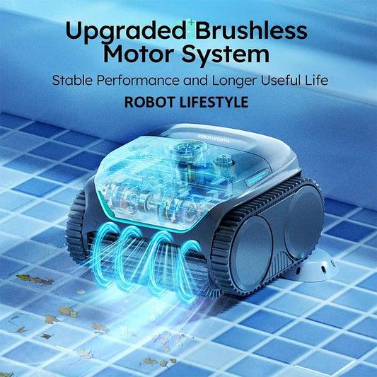 Robot Pool Cleaner Cordless C2 APP Cleaning Background and Walls 180um+Ultra Fine Filter 3Hours Runtime Scheduled Periodic
