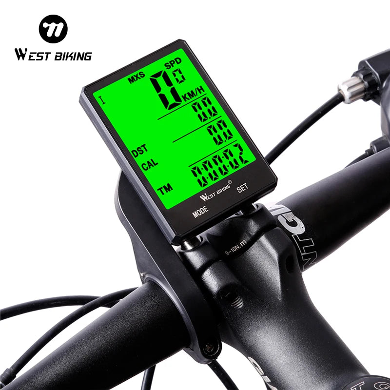 WEST BIKING Bike Compuer Stopwatch IPX6 Waterproof 2.8In Cycling Speedometer Wireless Multifuction 2 Backlight Modes Odometer