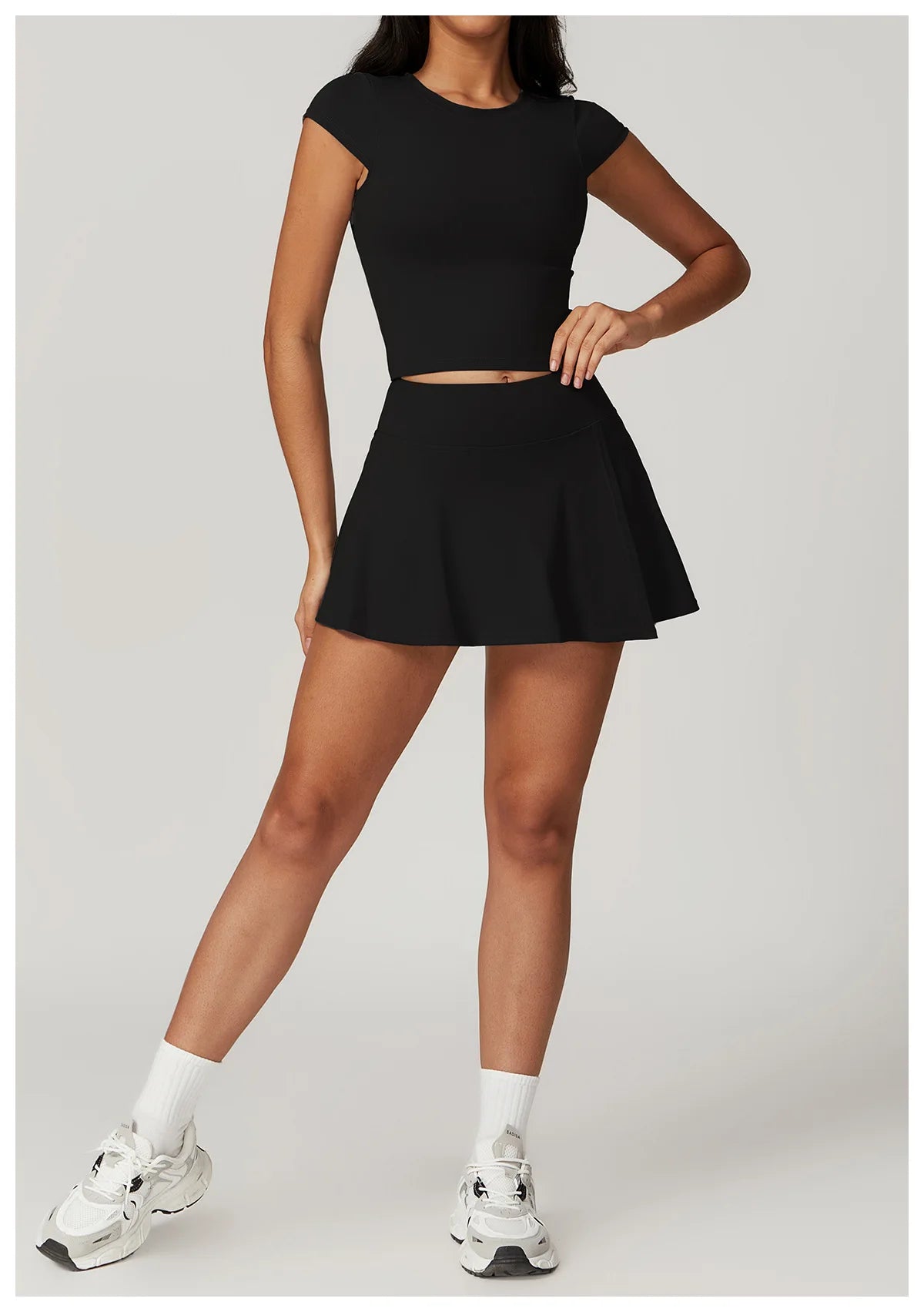 Tight Tennis Skirt Set Yoga Clothing Anti-Shine Bottom Pants Set Quick Dry High Waisted Hip Lifting Running Fitness Exercise Set