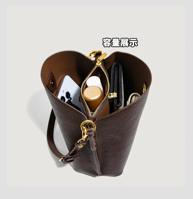 Fashion PU leather Women Handbags Large Capacity Fashion female Bucket Shoulder Bag Elegance ladies messenger bag burgundy totes
