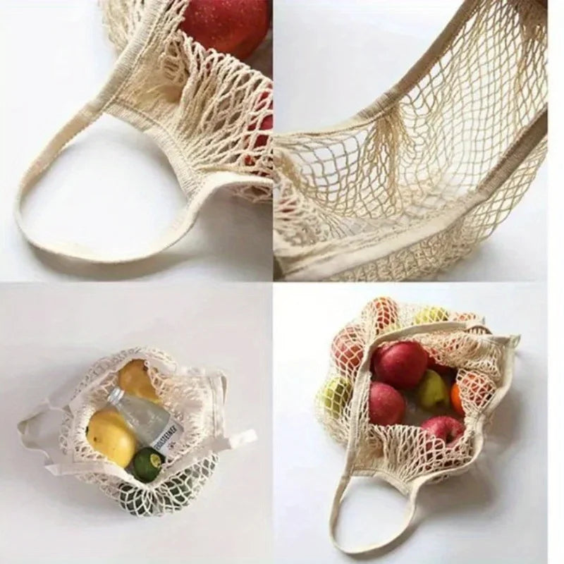 Reusable Fruit Vegetable Bag Washable Mesh Grocery Bags String Bags Net Shopping Bags Mesh Bags for Fruit Storage  Shopping bag