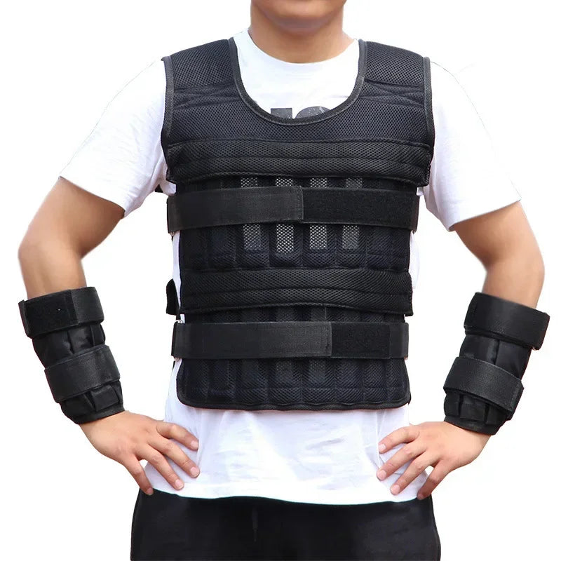 New Training Jacket Gym Fitness Equipment 15/35KG Adjustable Loading Weight Vest Boxing Running Workout Waistcoat Sand Clothing
