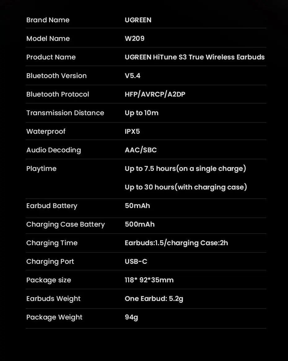 UGREEN Choice HiTune S3 Open Ear Clip Wireless Earbuds Bluetooth Sports Earphones Headphones in Mic with Earhooks & Ear Hook