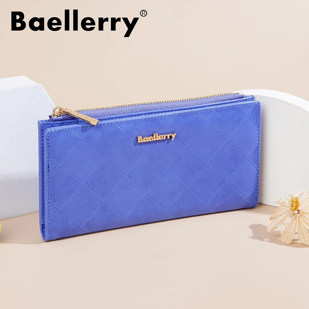 Baellerry Korean Style Small Wallet Women - PU Leather Zipper Pocket, Mini Card Holder for Daily Essentials