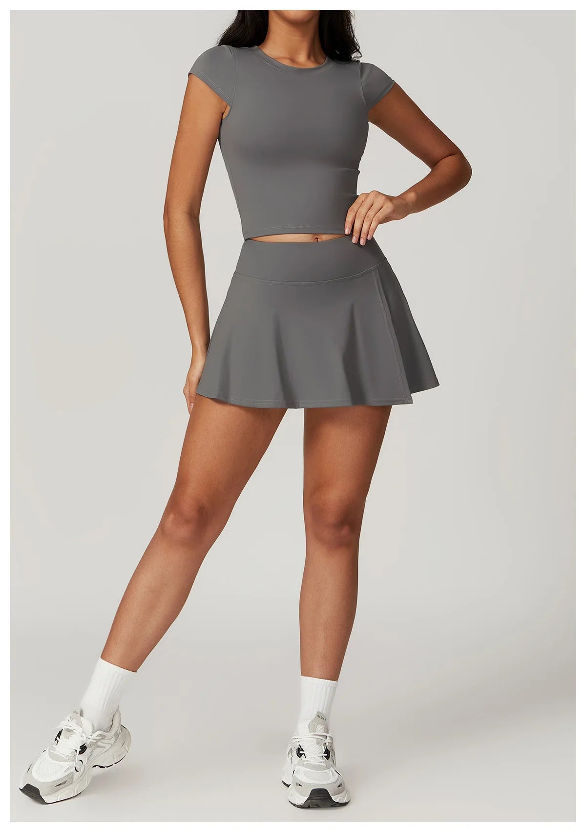 Tight Tennis Skirt Set Yoga Clothing Anti-Shine Bottom Pants Set Quick Dry High Waisted Hip Lifting Running Fitness Exercise Set