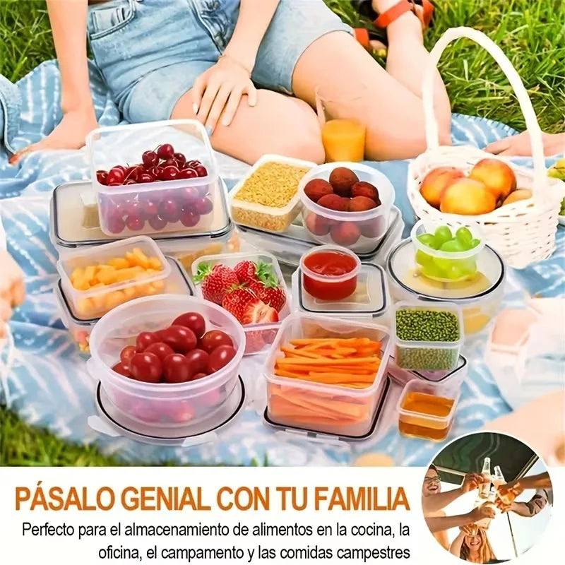 12/16/24pcs Reusable Food Storage Container with Lid, Sealed Plastic Box, Suitable for Kitchen Storage/Picnic/Camping and Office