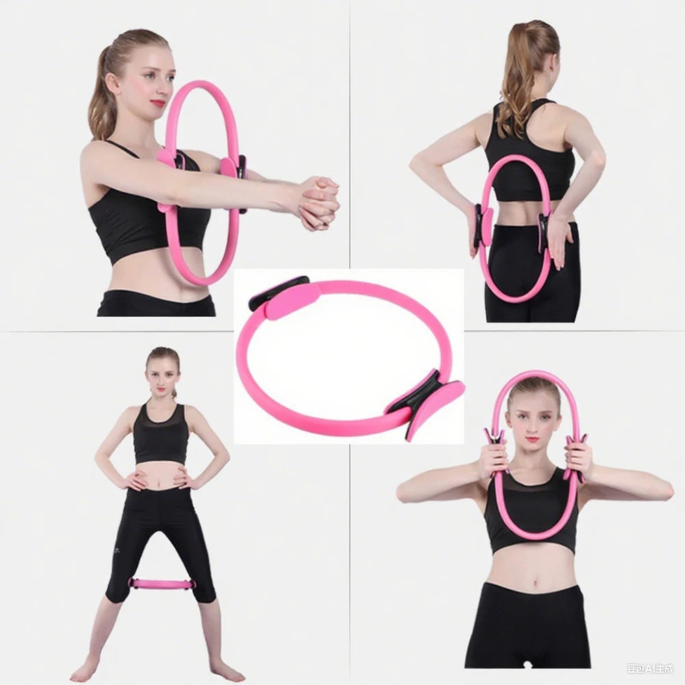 Pilates Ring Fitness Circle with Non Slip Handles Flexible Resistance Exercise Equipment for Toning Inner & Outer Thighs