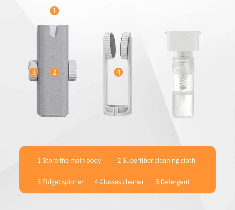 5in1 Eyeglass and Mobile Phone Screen Cleaning Set, Dust Removal of Eyeglass Lenses and Mobile Phone Screen Cleaning fiber cloth
