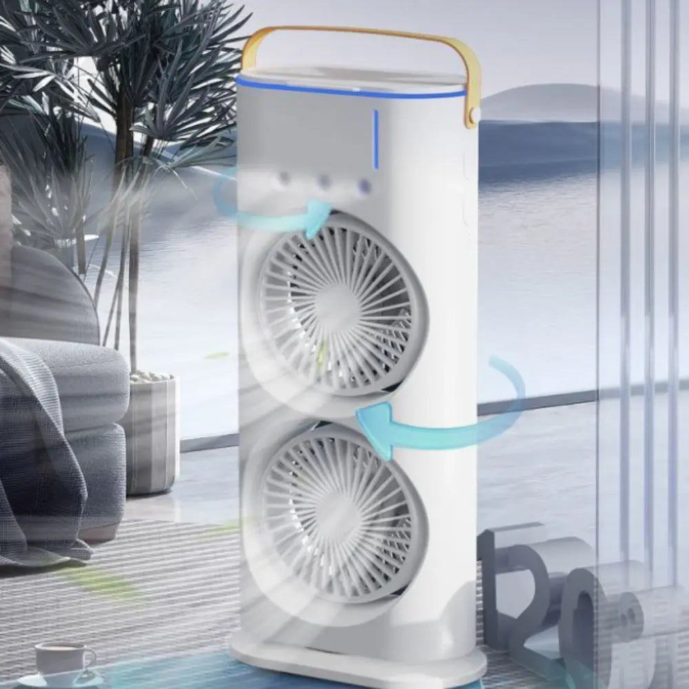 Household 3 In 1 Air Conditioner Dual-Head Portable Humidifier Adjustable Wind Speed Desktop Cooling Fan Air Cooler Bedroom