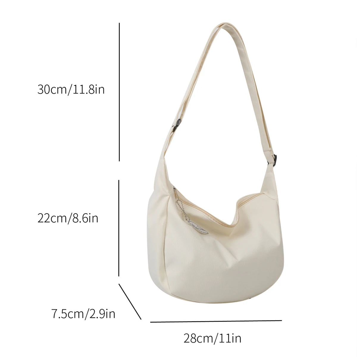 Minimalist Crossbody Bag with Puppy Pendant - Spacious & Stylish Scratch-Resistant Nylon Shoulder Bag  for Daily Essentials