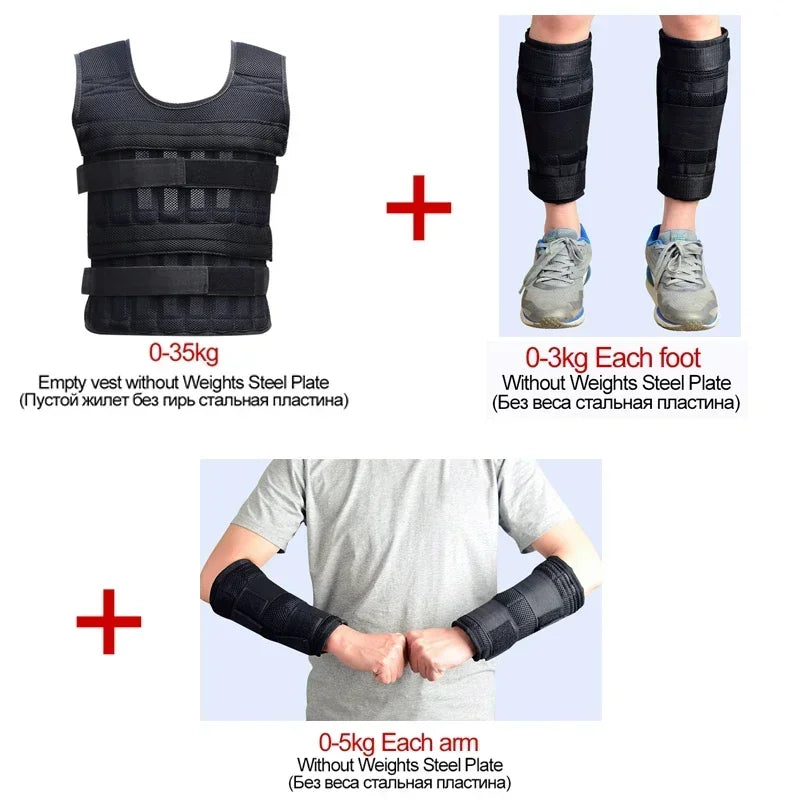 New Training Jacket Gym Fitness Equipment 15/35KG Adjustable Loading Weight Vest Boxing Running Workout Waistcoat Sand Clothing