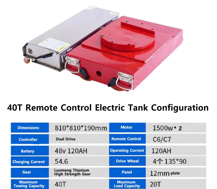 10-60T Heavy-Duty Electric Tank Machinery Skate Dolly Wheel Shifter Handling Tool Efficient Heavy Load Moving Equipment