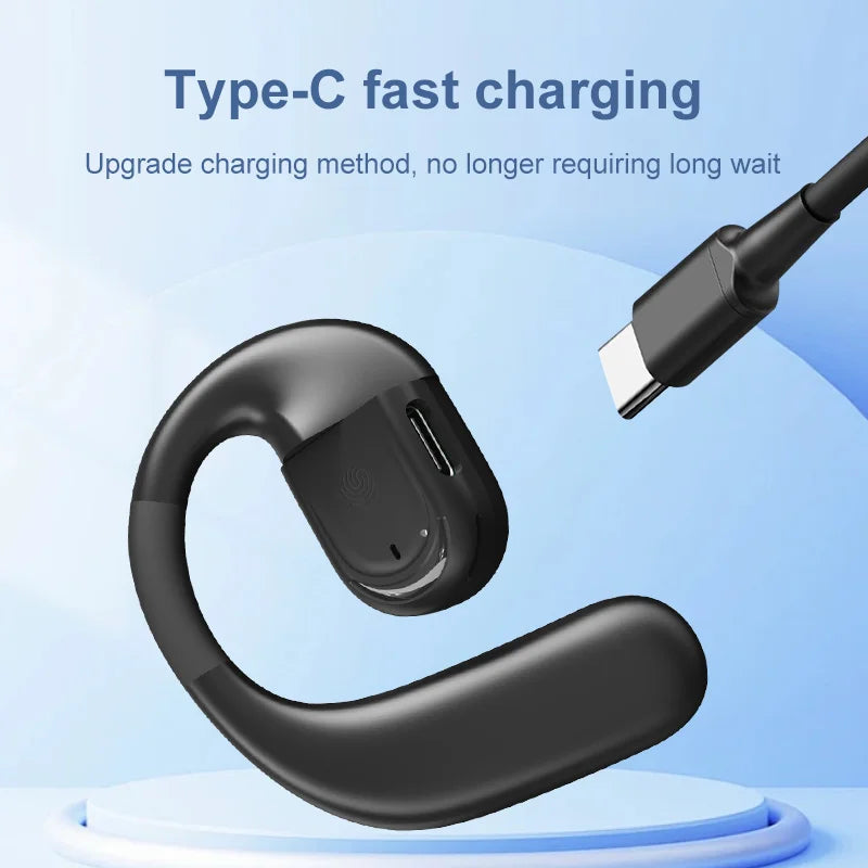 Bluetooth  Business Earphone Wireless Single Headphone with HD Mic Ear Hook HiFi Stereo Music Earbud for Xiaomi Samsung Phone