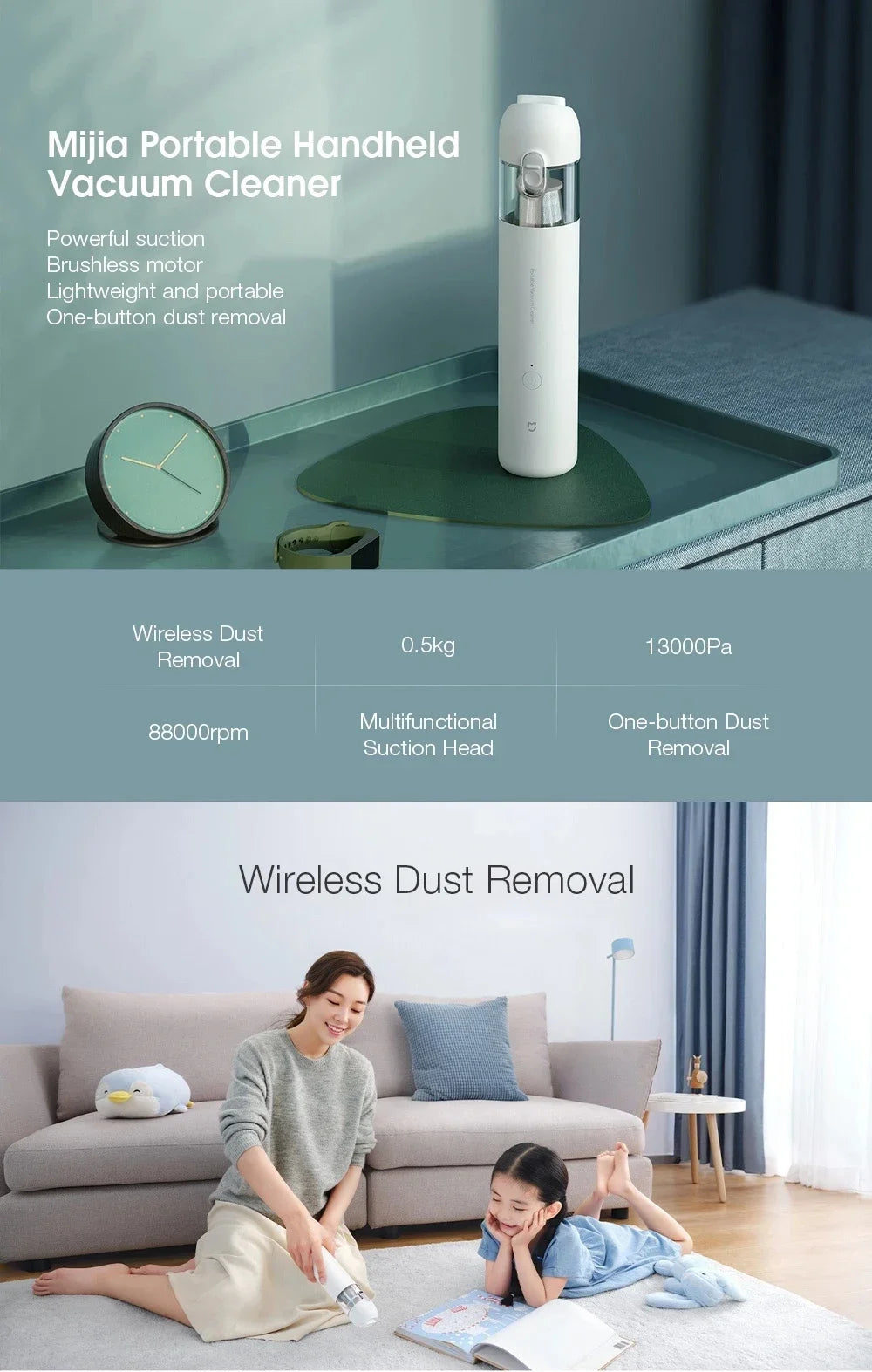 Mijia Cordless Vacuum Cleaner Portable Compact Dust Catcher Rechargeable For Car Computer Sofa Gap Cleaning