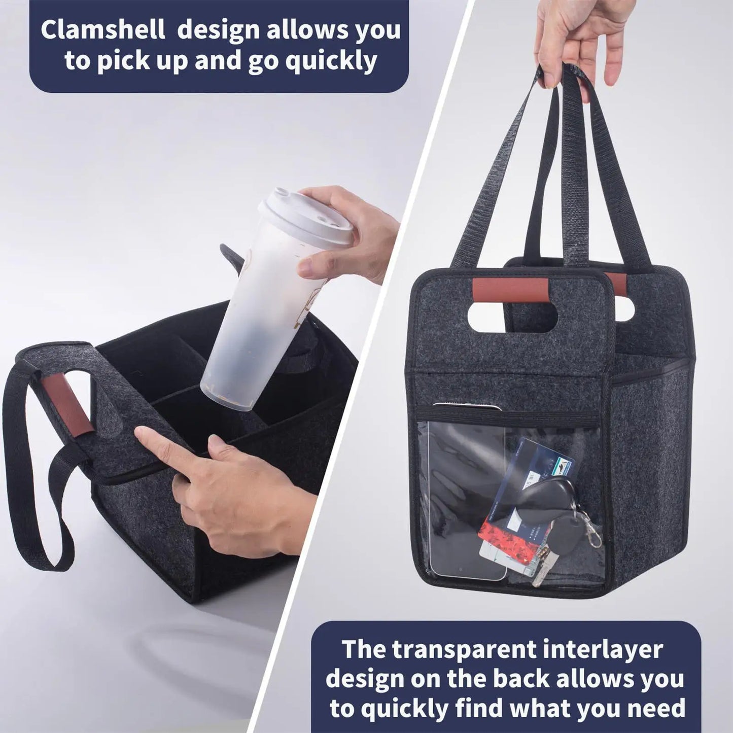 Reusable Drink Cup Carrier, Foldable Tote Bag With Handles for Daily Commute Car Picnic Cruise Party Grocery Outdoor Travel
