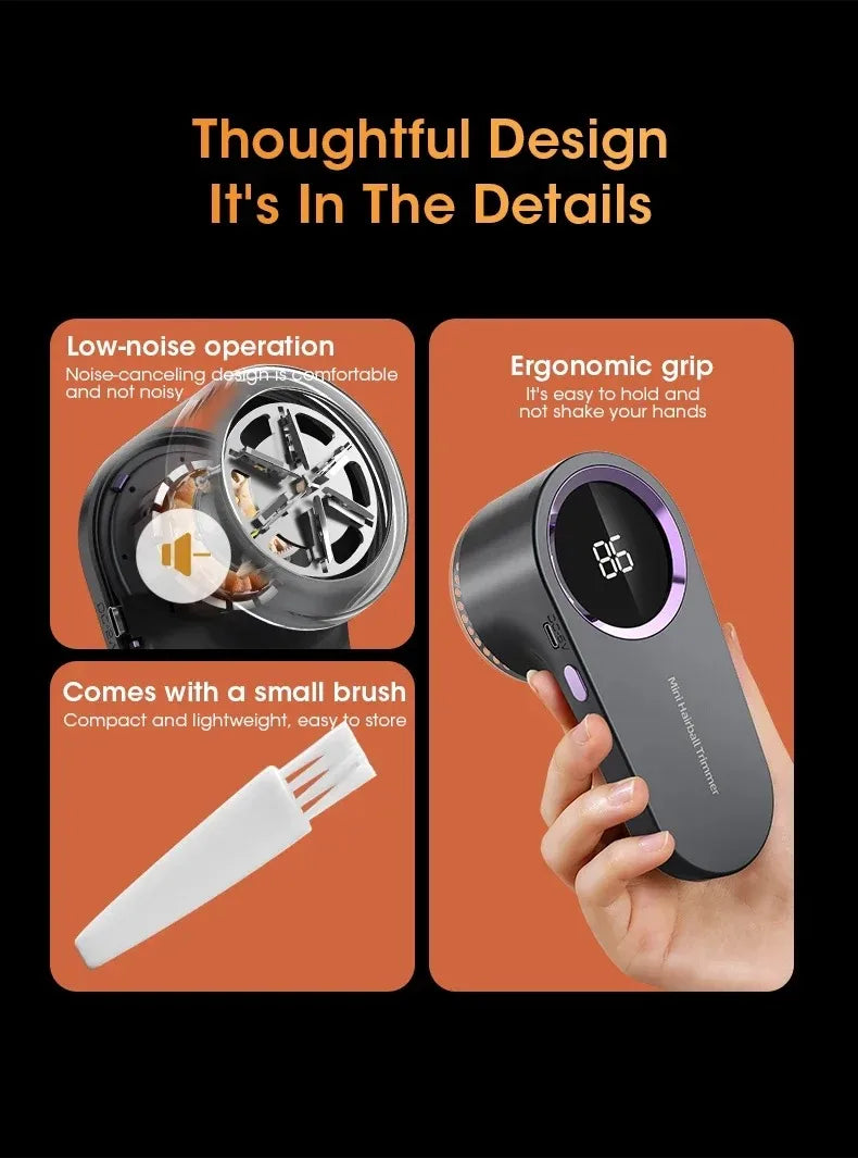 Portable Electric Lint Remover with LED Display USB Rechargeable Sweater Shaver Household Clothes Hair Ball Trimmer