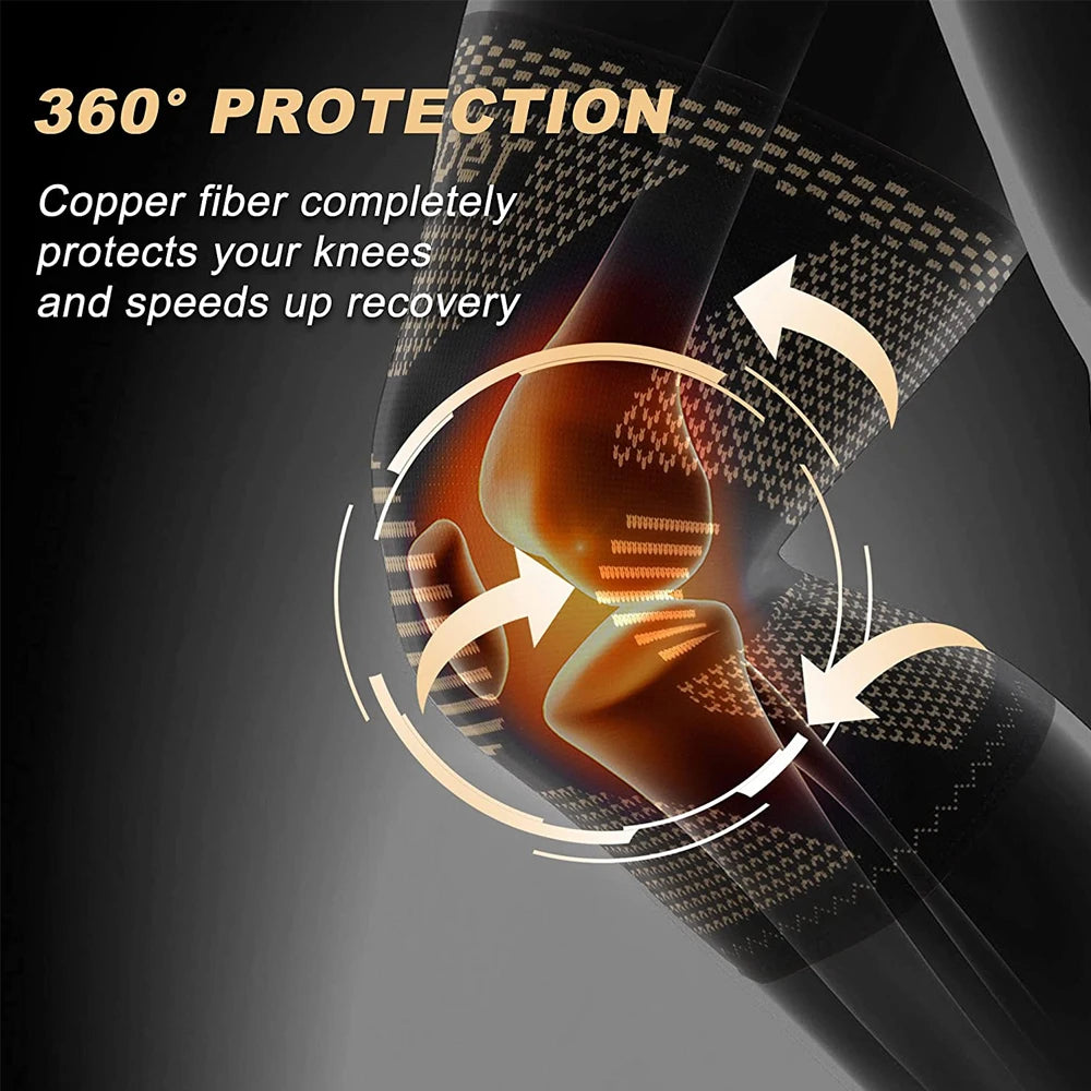 2Pcs Copper Knee Brace for Knee Pain - Copper Knee Compression Sleeves - Knee Pads for Sports,Meniscus Tear,ACL,Arthritis,Joint
