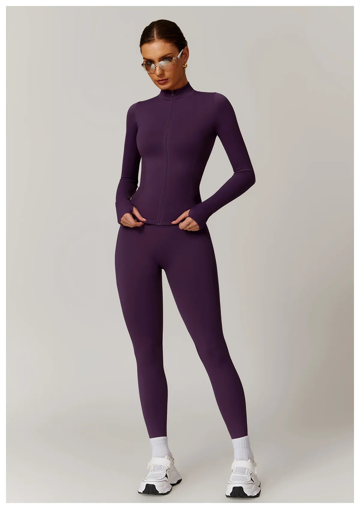 Women's Yoga Set 2025 New Solid Color High Waist Hip Lifting Pants Sports Zipper Long Sleeve Coat Top Jacket Yoga Clothing