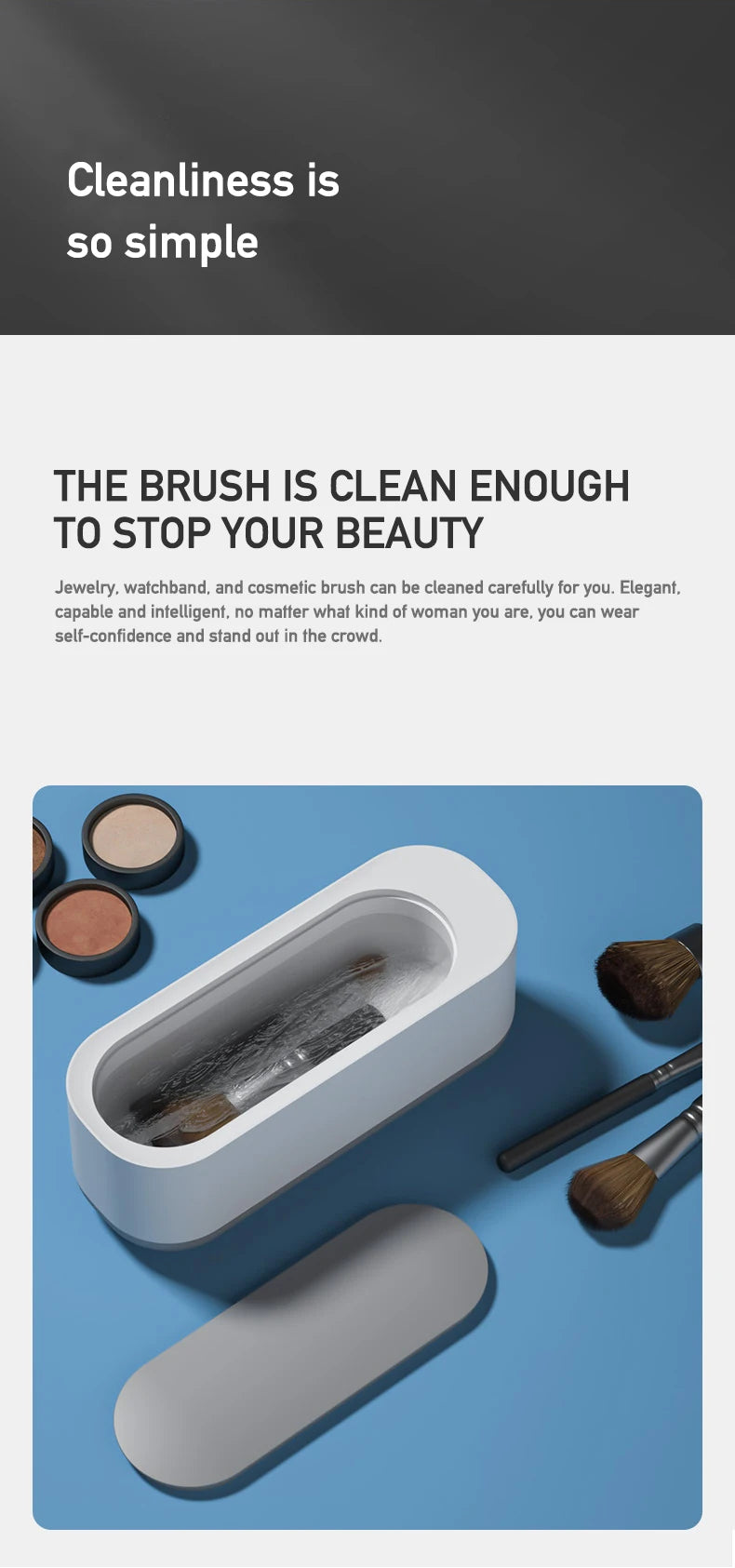 Ultrasonic Cleaning Machine Vibration Cleanser Wash Cleaner Jewelry Glasses Cleaner Watch Cleaning Makeup Brush Cleaning Tool