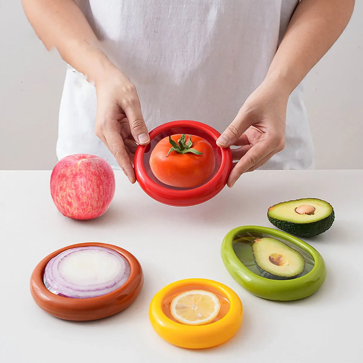 Reusable Food Saver Box Half Cut Fruit Fresh Retractable Film Storage Container Fruit Preservation Seal Cover Kitchen Tools