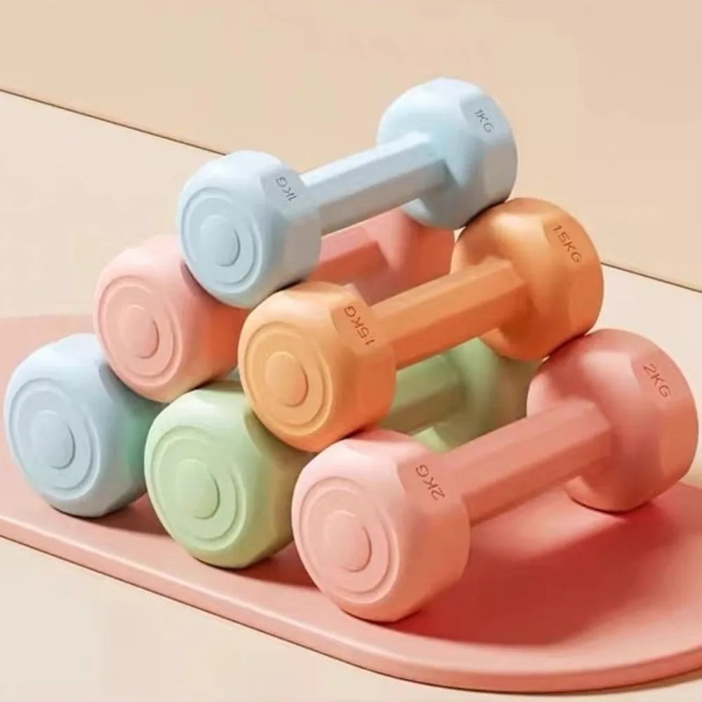 1PC High Quality 1kg Fitness Dumbbell Set PVC Waterproof Non-Slip Anti-Roll Kettlebell Small Dumbbell Women's Fitness