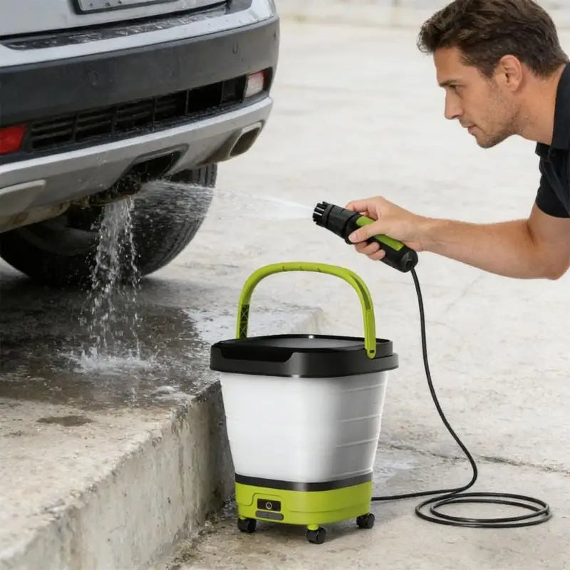 Handheld Wireless Cleaning Device With 12L Collapsible Water owner And Changeable Nozzle Set For Vehicle Outdoor Care X37F