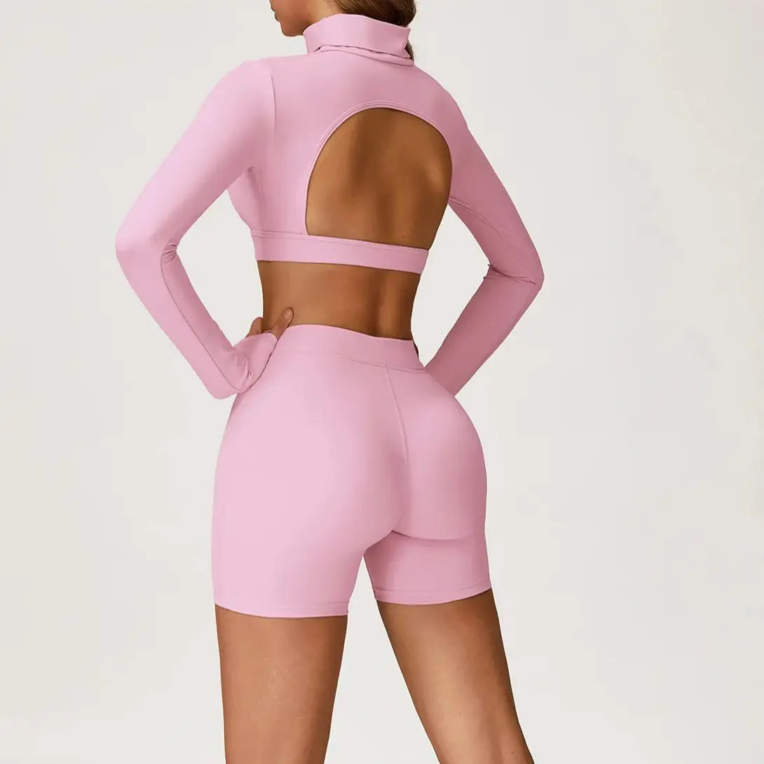 Yoga Set 2 Pieces Gym Clothes Yoga Outfits For Women Tracksuits Workout Long Sleeved Fitness Set Sport Bra Crop Top Gym Leggings
