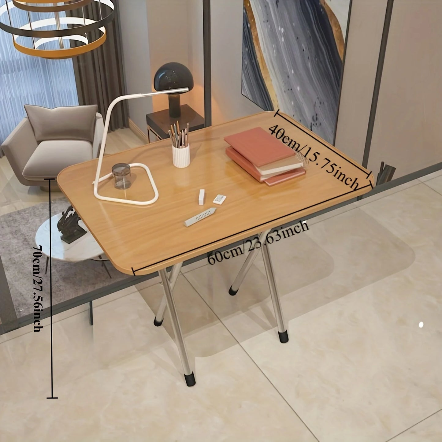 Compact and Durable Folding Table - High Density Hardwood, Metal Frame, No Power Supply - Suitable for Dormitory, Rental, Resta