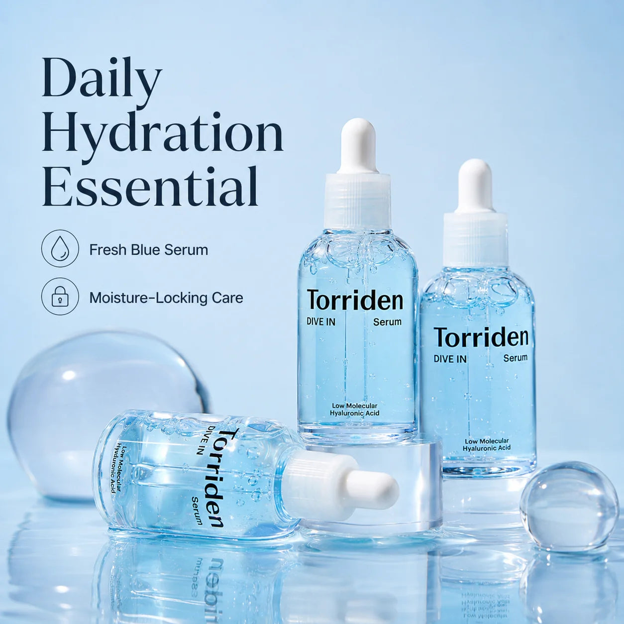 Torriden DIVE-IN Low-Molecular Hyaluronic Acid Serum 50ml,Featherlight,Moisture Retention Aid,Korean Skincare,for Korean Makeup
