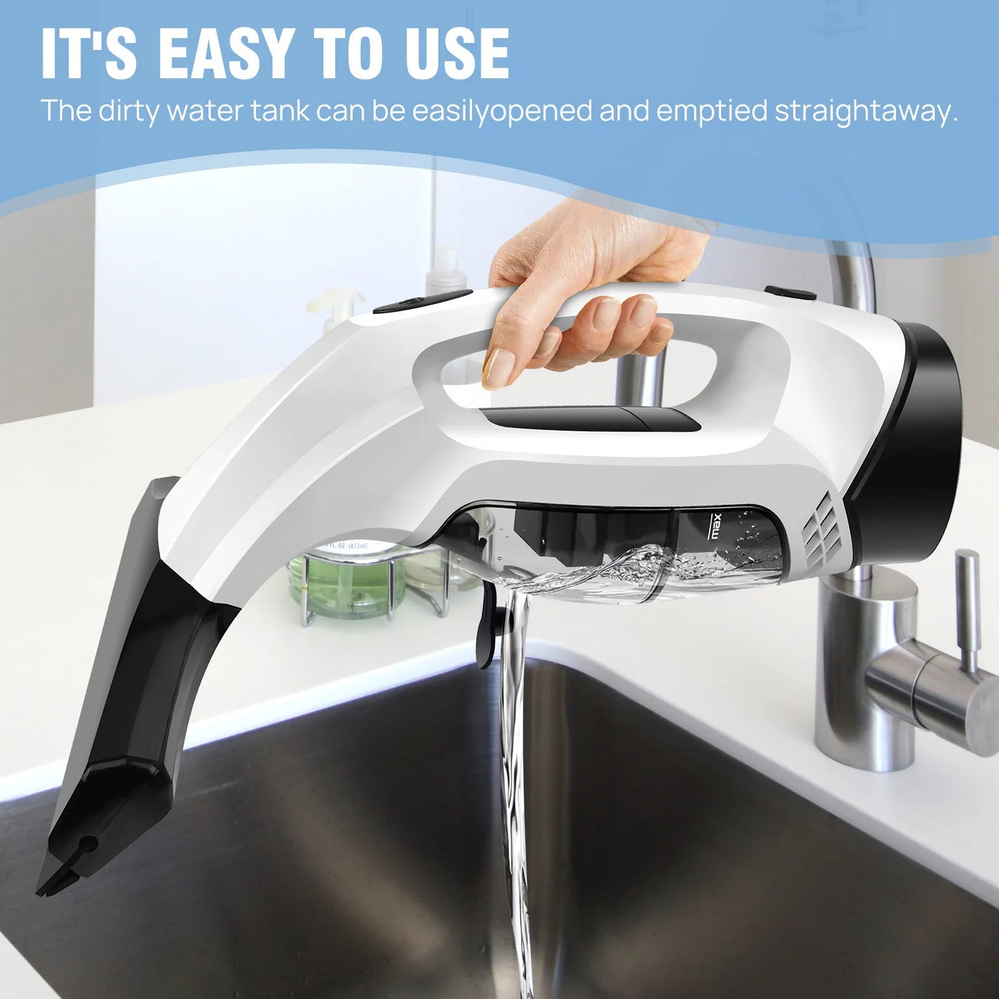 Cordless Window Vacuum Cleaner Rechargable 3-in-1 Spray/Clean/Suck Window Cleaning Tool Set for Showers Mirrors Tiles Home Use
