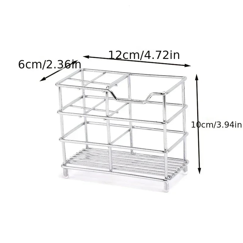 Bathroom Countertop Toothbrush Storage Rack Stainless Steel Organizer for Toothpaste Cups Razors and Daily Essentials
