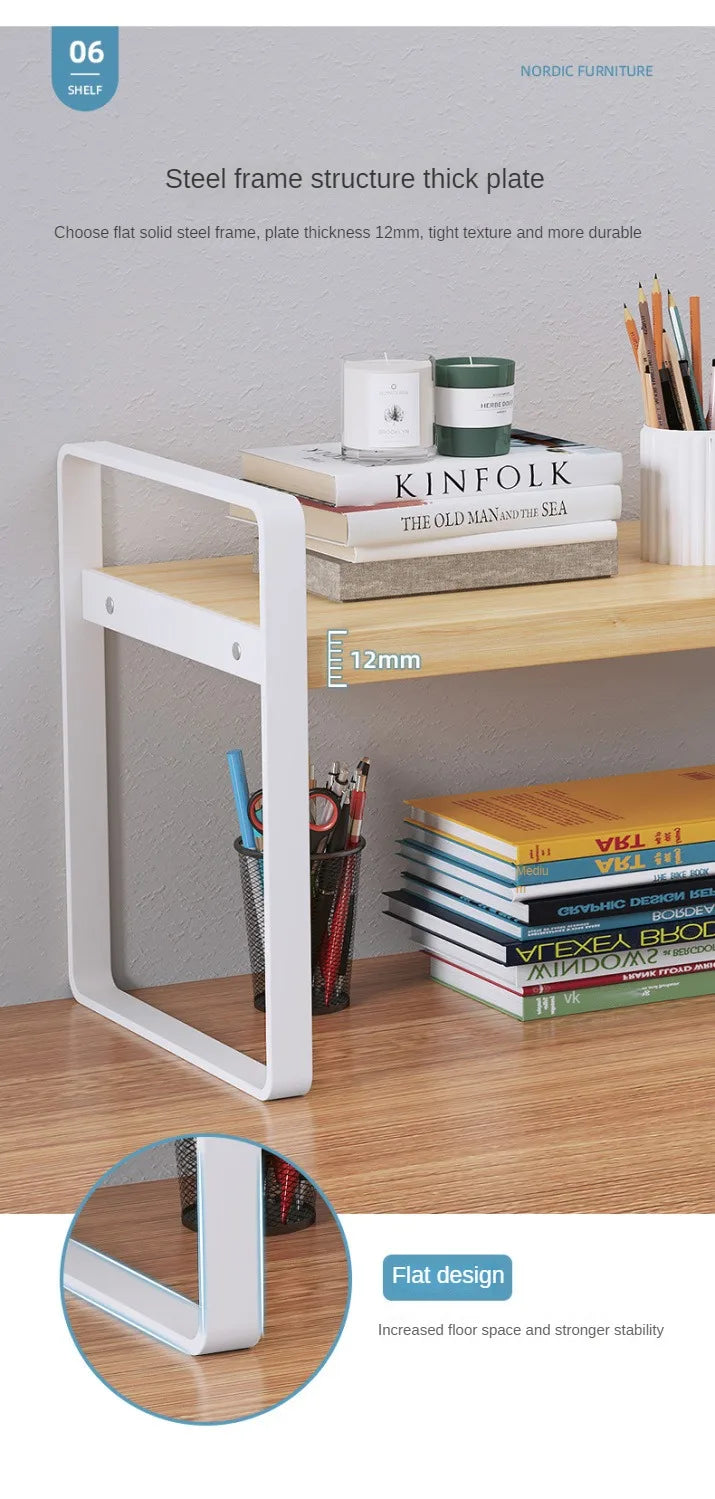 Shelf Desktop Storage  Bookshelf Student Desk Shelves Racks Office Computer Desk Tiered Cabinet Home Storage Holders Organizer