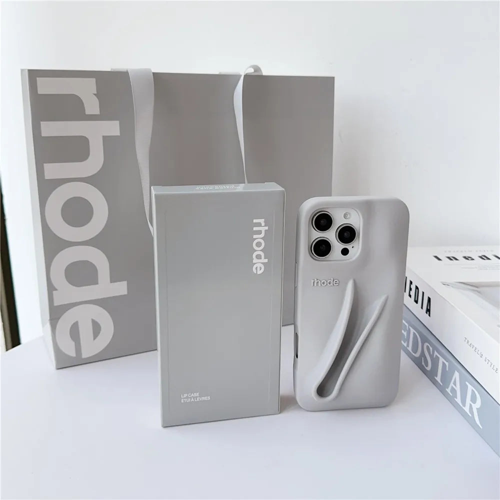 With Box Rhode Bag Fashion Phone Case for iPhone 16E 17 Air 16 15 14 13 12 11 Pro Max Plus Lip Gloss Portable Stand Cover Funda
