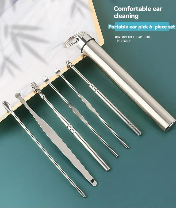 Ear Pick Six-Piece Set Ear Cleaning Ear Picking Earpick Convenient Portable Ear Pick Household for Adults