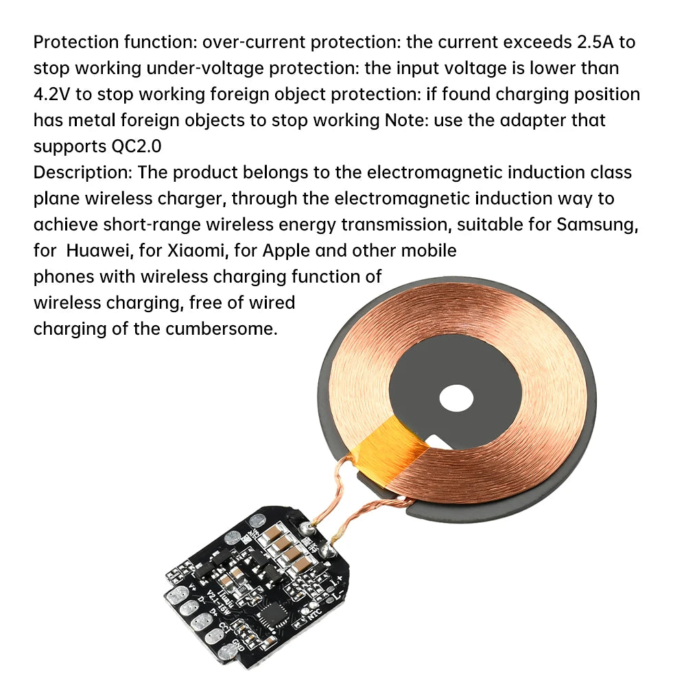 15W Wireless Charging Module Transmitter PCBA Wireless Charger Motherboard Magnetic Wireless Charging Motherboard + Coil