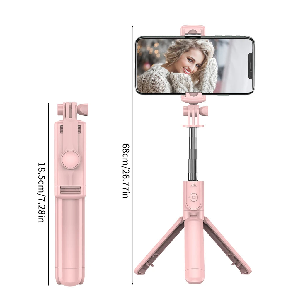 Wireless Selfie Stick Tripod Stand with Detachable Remote for iPhone Mobile Phone Video Live Streaming