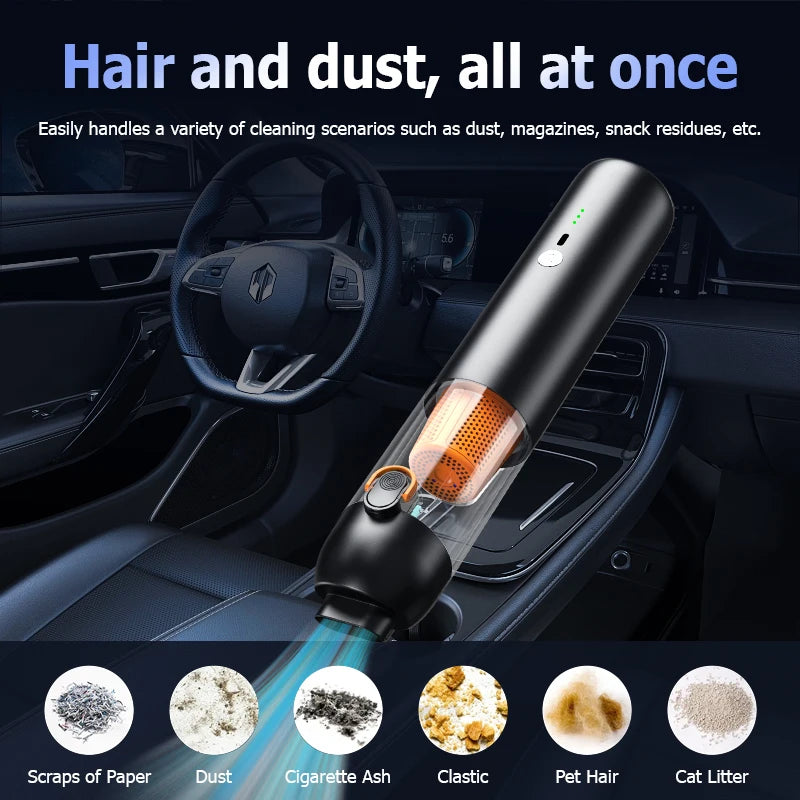 Compact vacuum cleaner is suitable for computer rooms, indoor and outdoor areas, and cars. It has extremely strong suction power