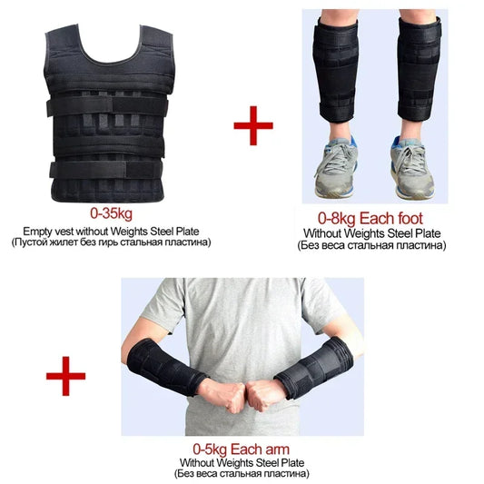 New Training Jacket Gym Fitness Equipment 15/35KG Adjustable Loading Weight Vest Boxing Running Workout Waistcoat Sand Clothing
