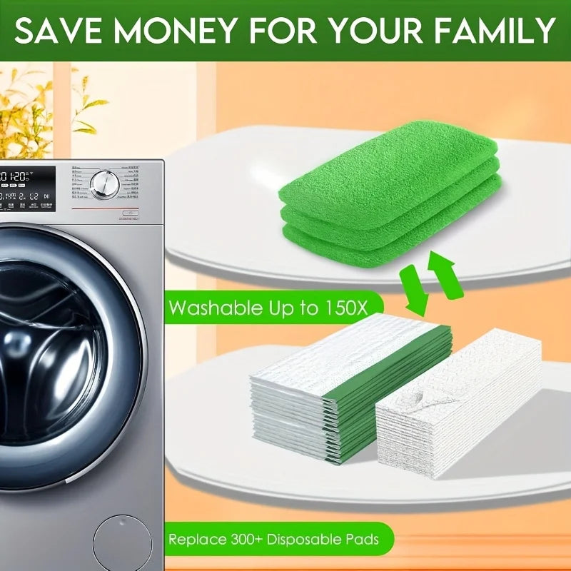 A Set of  High-quality Reusable Mop Replacement Pads: Washable, Durable, Wet and Dry Dual-use, Highly Absorbent,