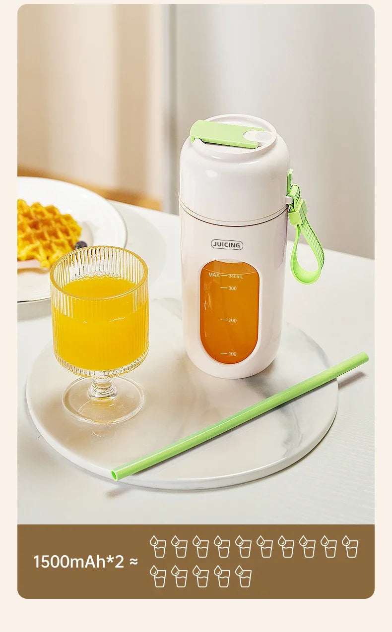 Portable Multi-function USB Wireless Juicer 12-blade Head Fast Juice Extraction 2600mAh Capacity Indoor and Outdoor Mixing Cup