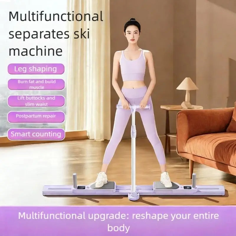 Leg Exercise Machine Foldable Ski Trainer Adjustable Multifunction Pelvic & Hip Strengthener Fitness Equipment 69HD