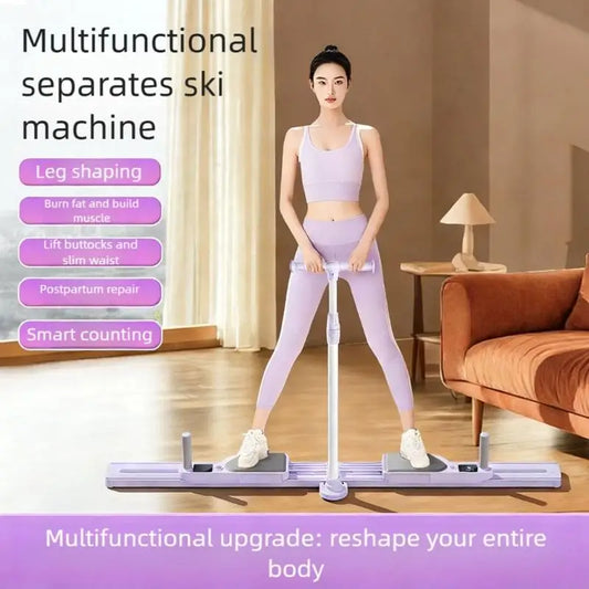Leg Exercise Machine Foldable Ski Trainer Adjustable Multifunction Pelvic & Hip Strengthener Fitness Equipment 69HD