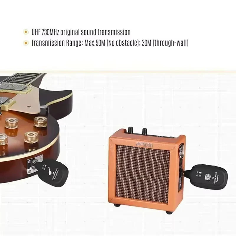 Miwayer A8 Guitar Wireless System - Built-in Rechargeable Transmitter & Receiver for Electric Guitar/Bass