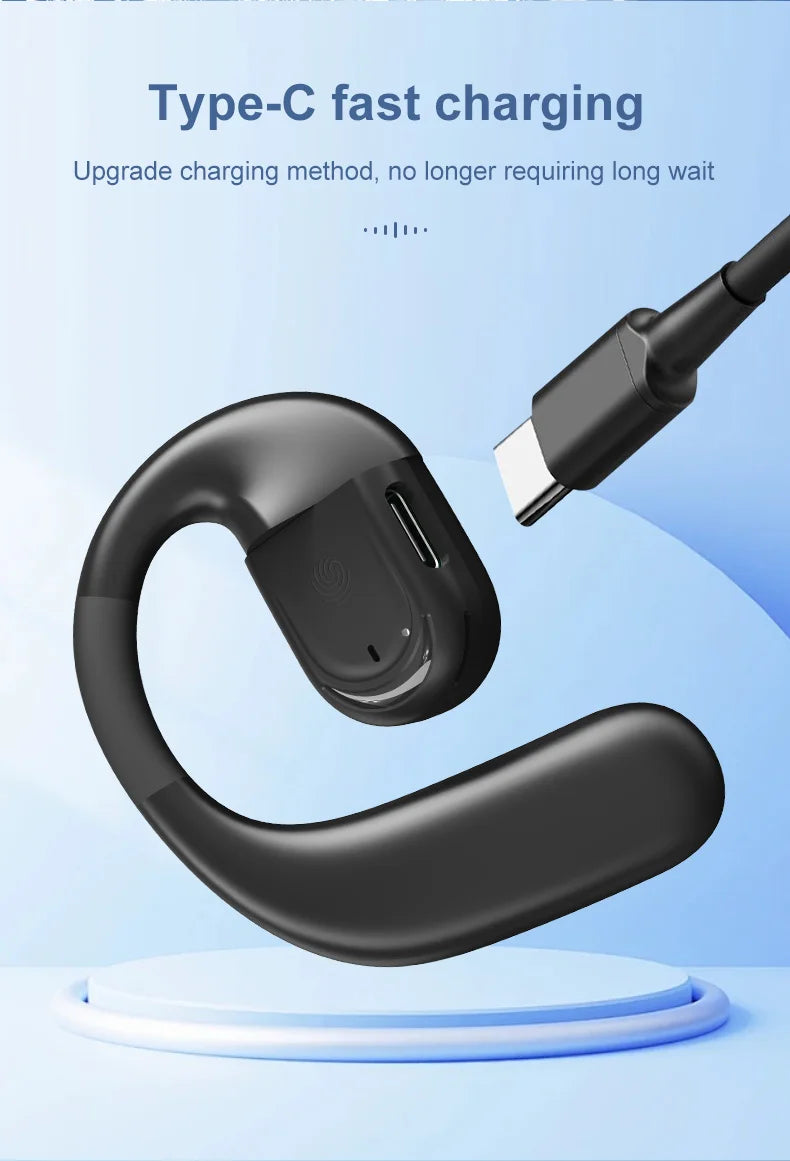 Bluetooth  Business Earphone Wireless Single Headphone with HD Mic Ear Hook HiFi Stereo Music Earbud for Xiaomi Samsung Phone