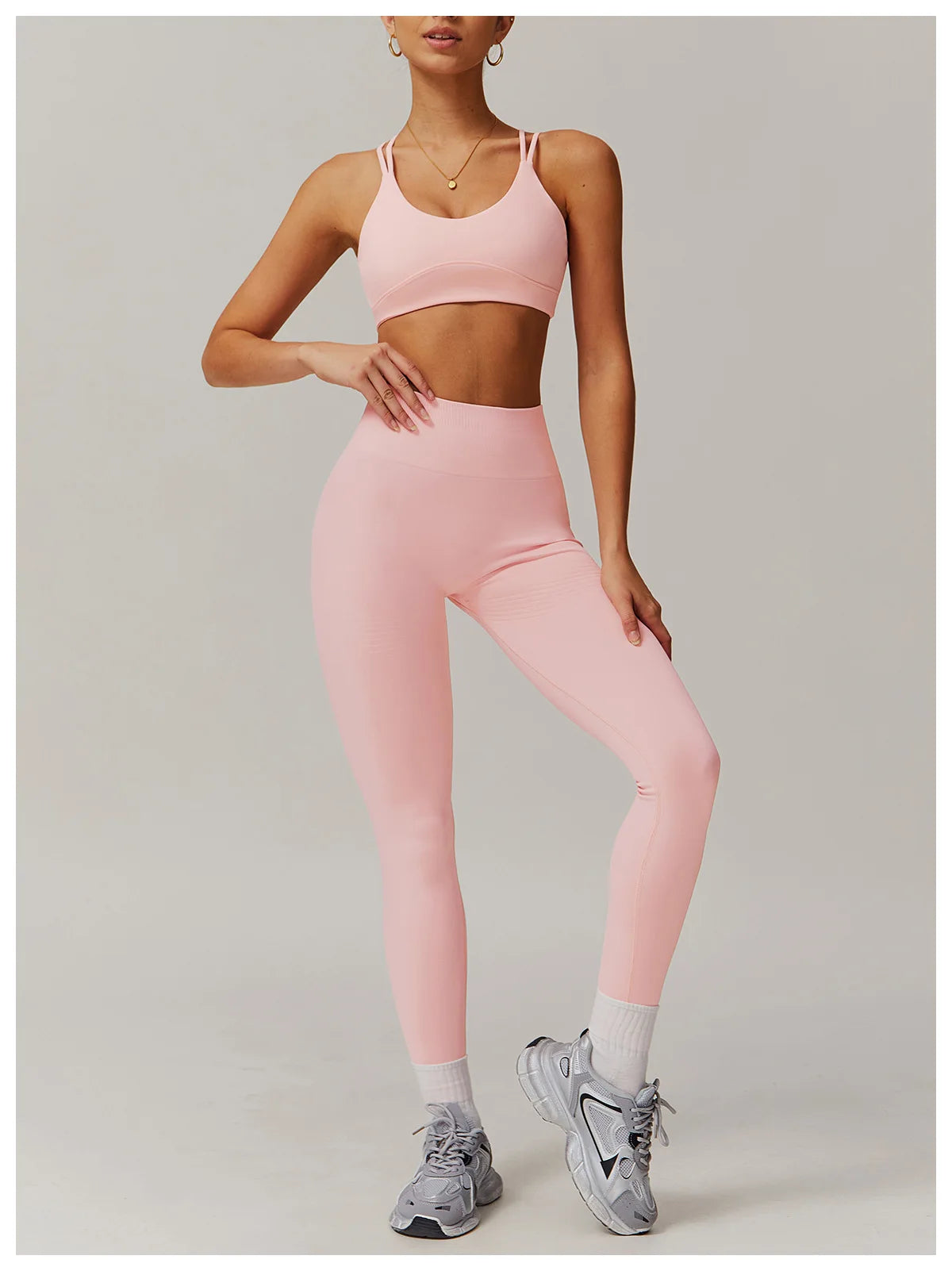 Naked Feeling Yoga Set Women Gym Workout Clothes Padded Sports Bra Outdoor Fitness