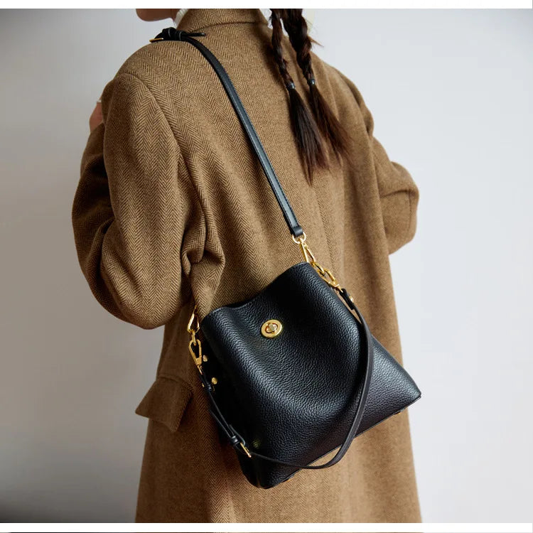 Fashion PU leather Women Handbags Large Capacity Fashion female Bucket Shoulder Bag Elegance ladies messenger bag burgundy totes