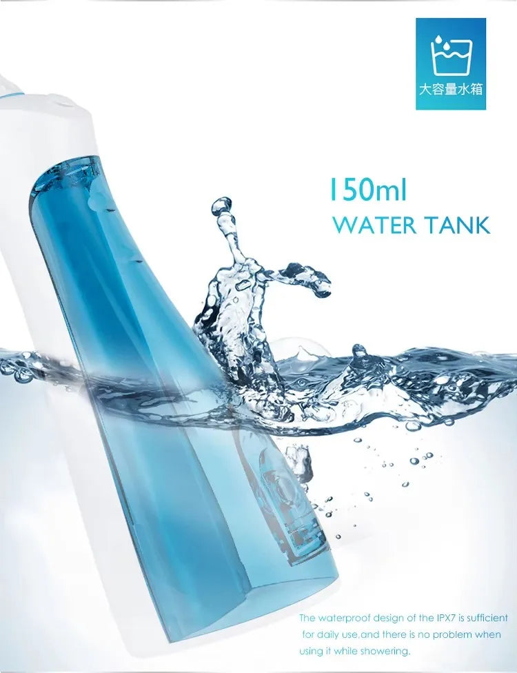 Cordless Teeth cleaning Water Dental Flosser Travel Oral Irrigator USB Rechargeable IPX7 Mouth Washing Machine Tooth Cleaner