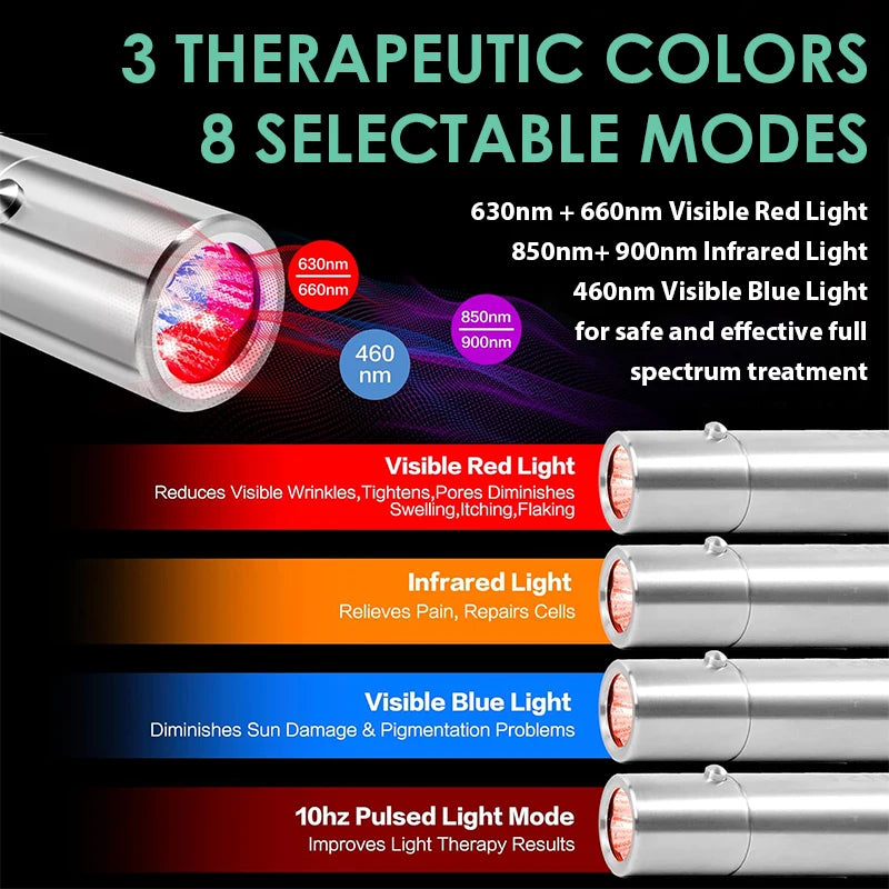 Red Light Therapy Device Pen for Body Therapy Skin Care Health 630nm, 660 nm, 710 nm, 850nm, 900nm Near Infrared Lamp